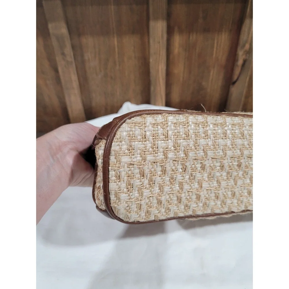 Rosetti Woven Bag With Brown Vinyl Trim And  handles
